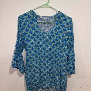 Escapada Blue and Green Geometric Blouse